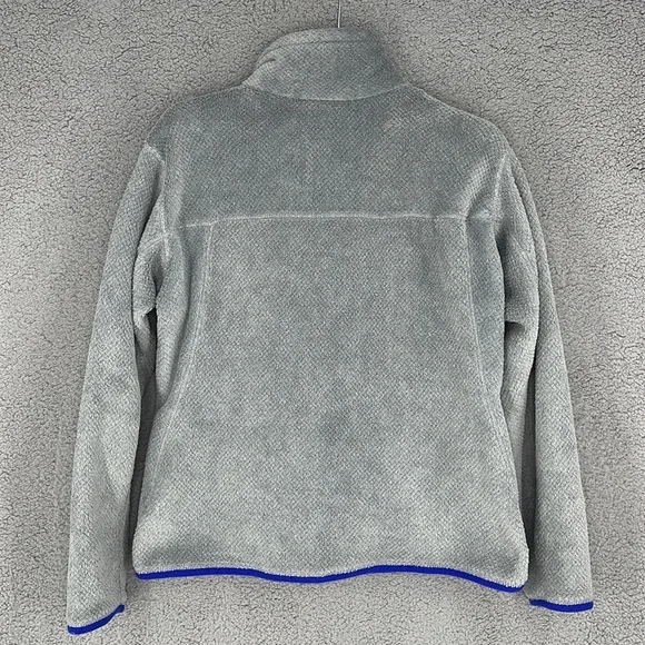 Patagonia gray & blue lined women’s fleece jacket pullover large kangaroo pocket - Picture 8 of 9